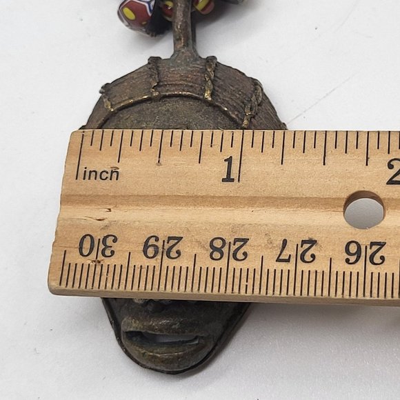 VTG Signed VOGUE African Mask Painted Beaded Pendant Necklace RARE - Picture 9 of 11